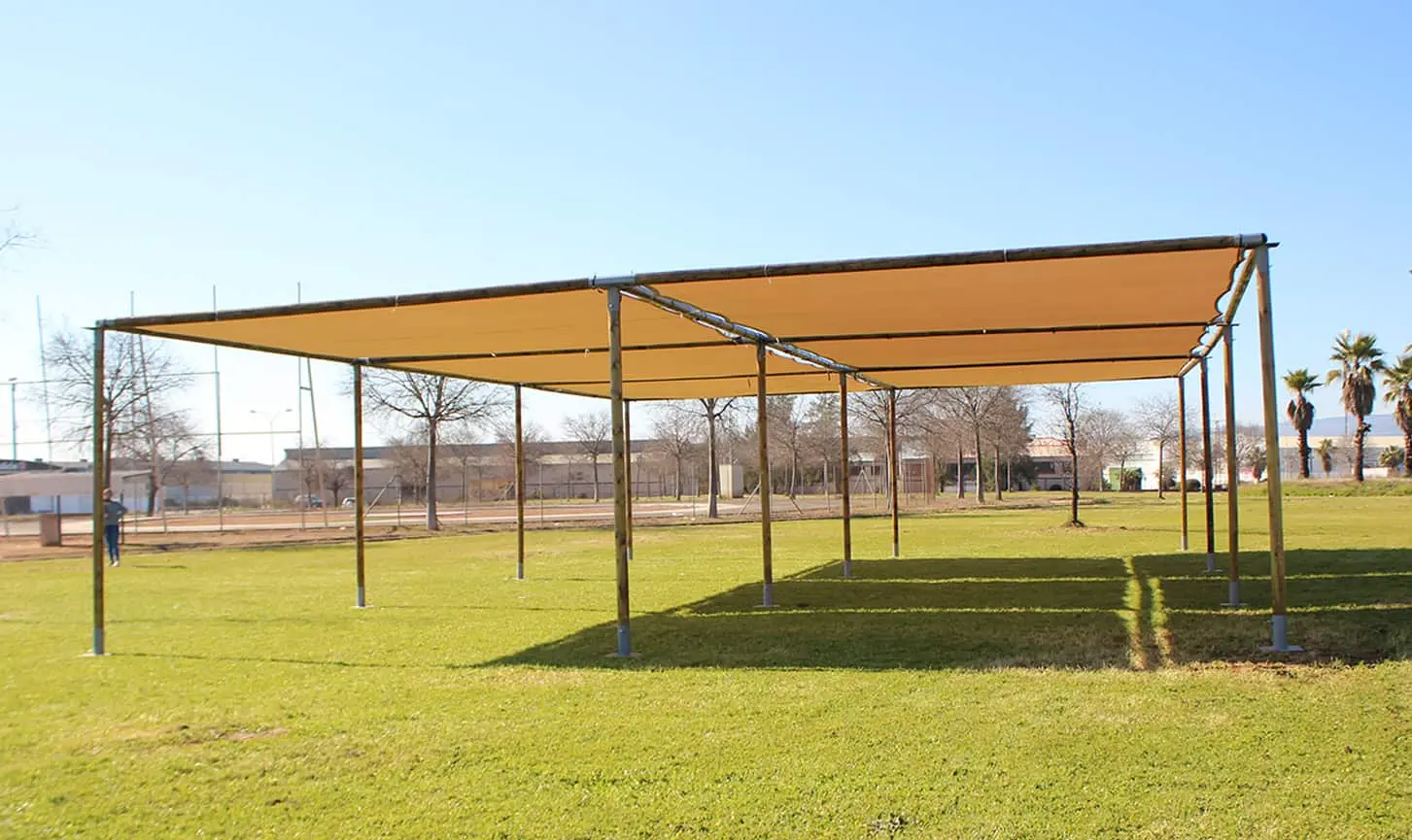 Pérgola Modular de Madera y tela strech