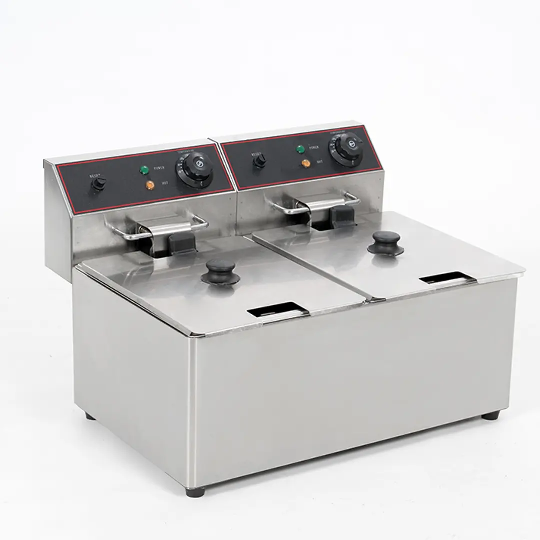 Freidora eléctrica industrial doble de 7+7 litros